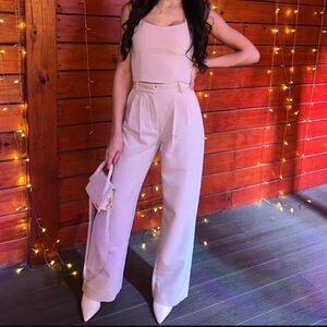 Abercrombie & Fitch Cream Wide Leg Jumpsuit